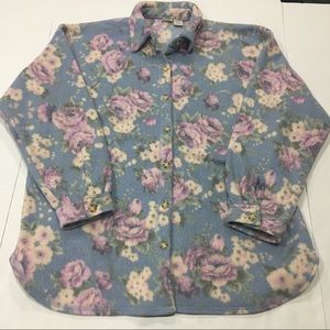 Vintage Floral Design Fleece Shirt Size L/XL